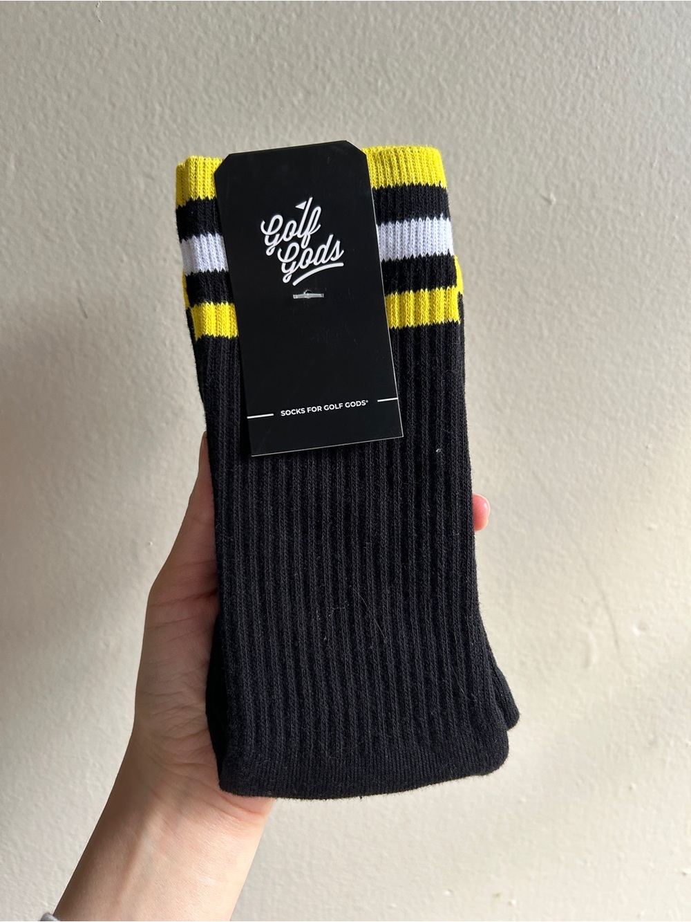 New Golf Gods Men’s Gilmore Long Socks in Black Yellow